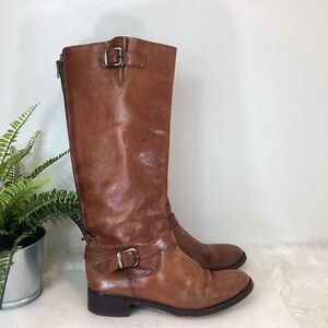 VINTAGE LAVORAZIONE ARTIGIANA LEATHER HARNESS RIDING BOOTS MADE IN ALBANIA 7.5